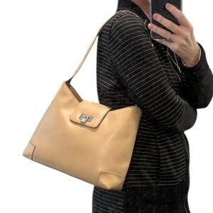 Vintage LIZ CLAIBORORNE leather shoulder bag Neutral Quiet Luxury Y2K Minimalist